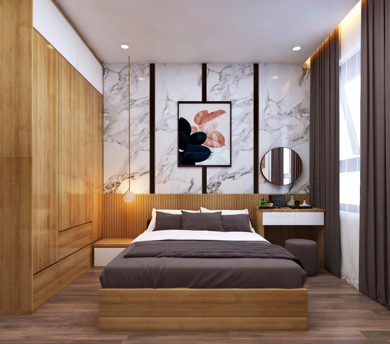 Đơn vị thiết kế thi công phòng ngủ master đẹp hiện đại xu hướng 2021