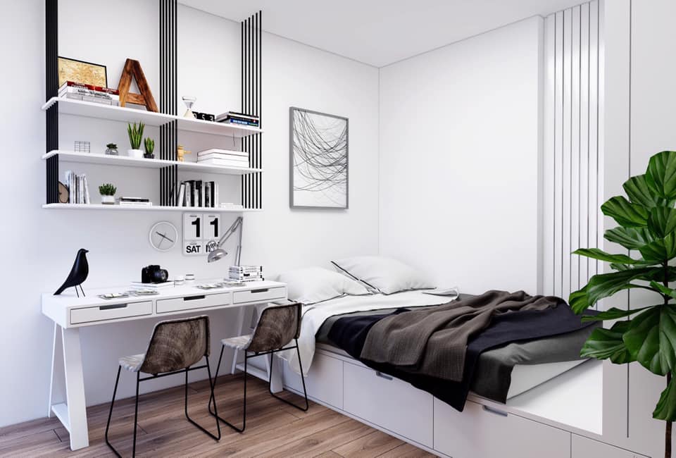 Thiết kế nội thất phòng ngủ đẹp hiện đại dành cho chung cư diện tích nhỏ